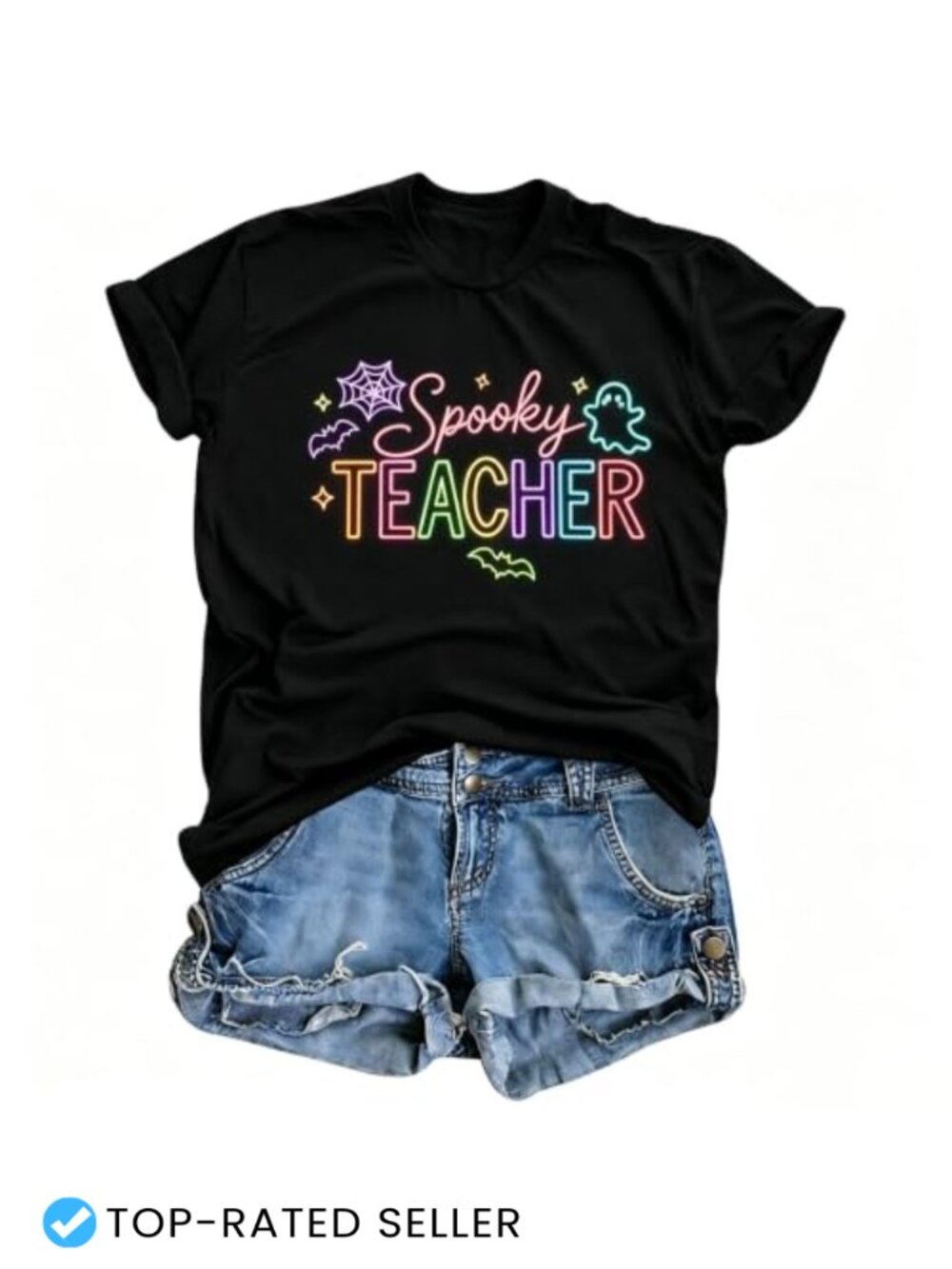 Spooky Teacher Ghost Print Soft Stretchable Halloween T-Shirt Women's Casual